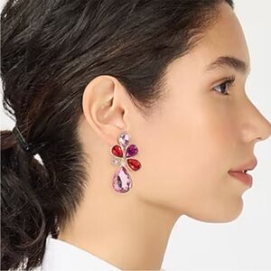 J. Crew Factory Crystal petal statement earrings hypoallergenic NEW